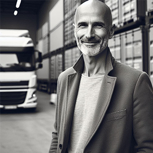 Management de transition supply chain et logistique - homme dans un entrepôt face à un camion sur le départ